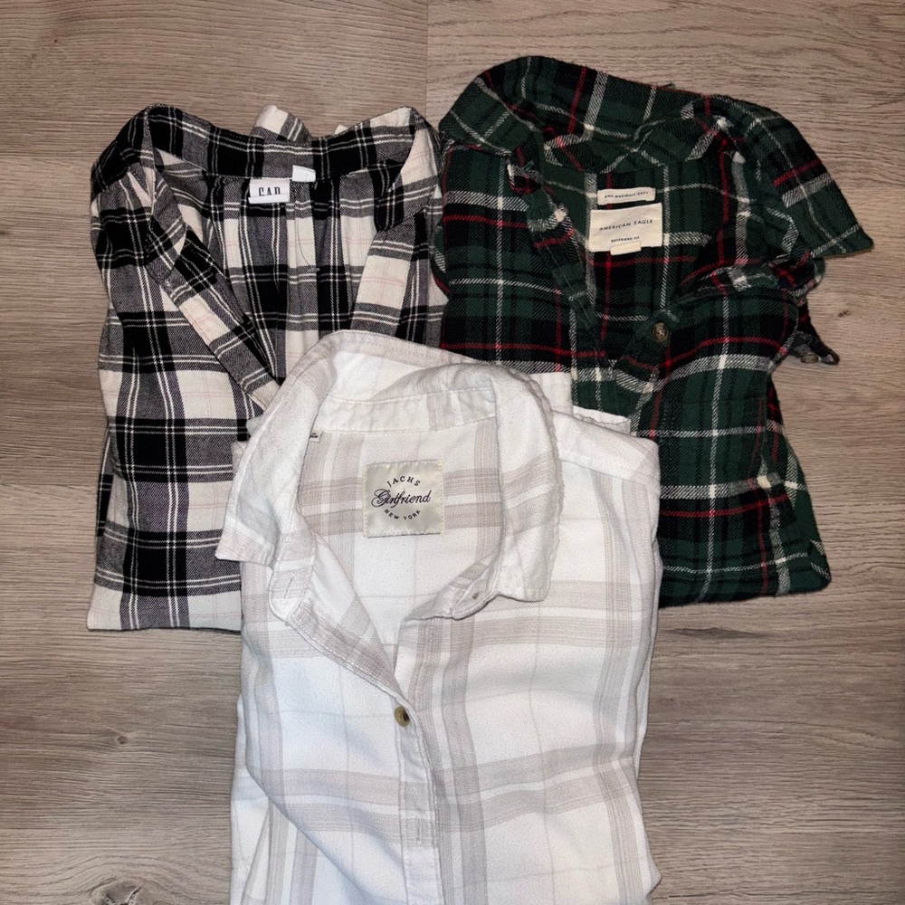 Lot of 3 XS Women’s Plaid Shirts